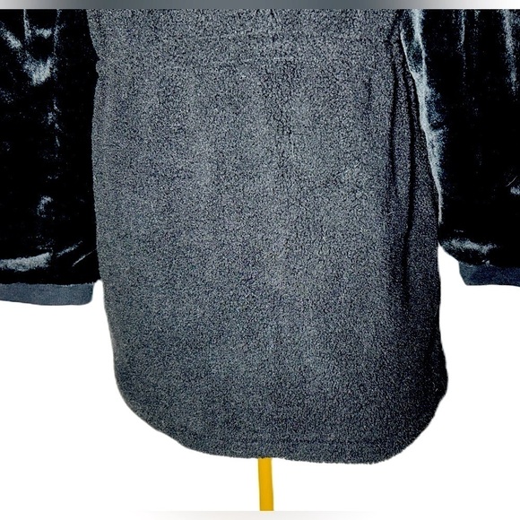 NEW Eden Society Sherpa Black Coat, Faux Fur Sleeves & Hood, Zipper, Pockets, M - Picture 10 of 16